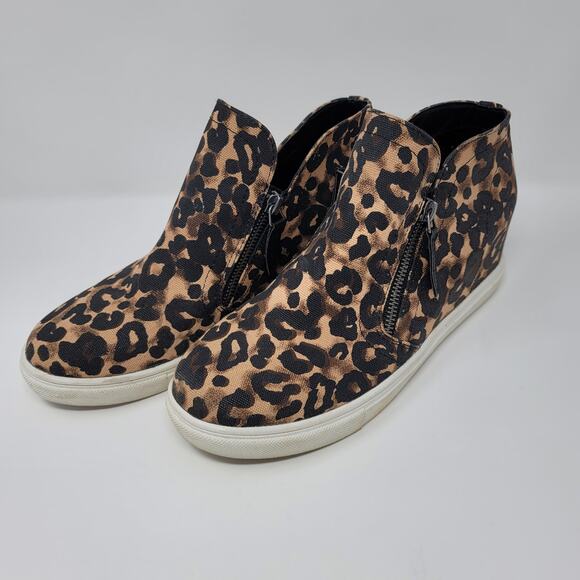 Animal Print Ankle Bootie 9.5 Hidden Wedge Shoes Leopard Sneaker Madden Girl - Picture 10 of 10
